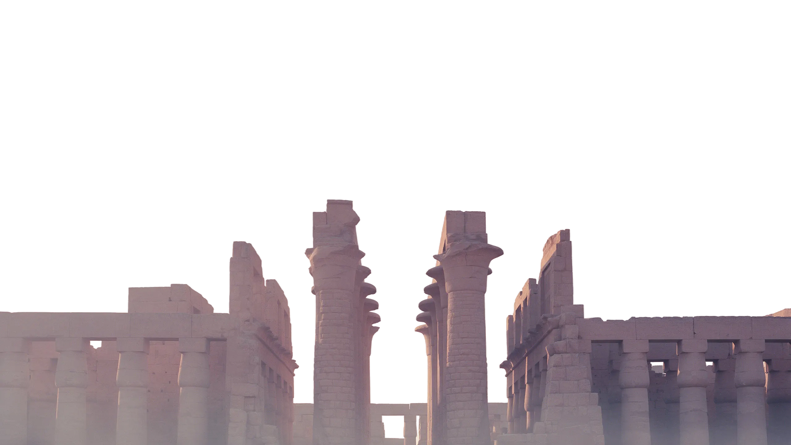 The papyrus columns of Karnak Temple at first light
