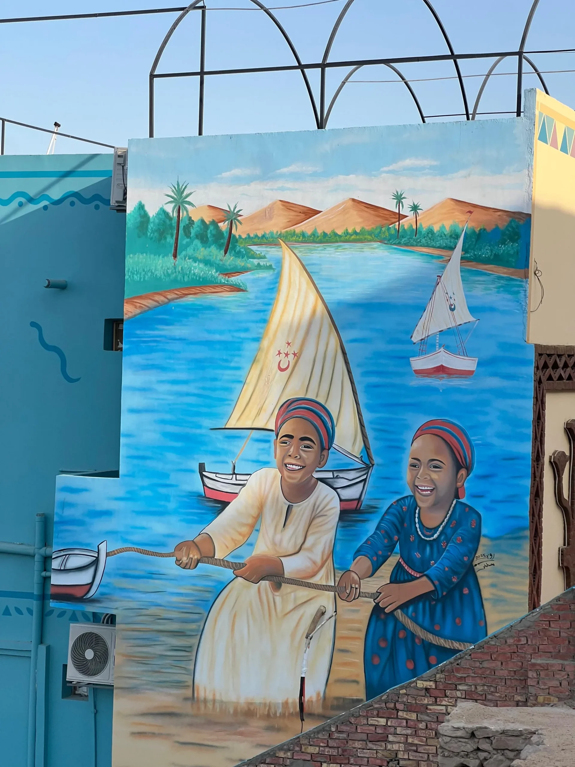 A painted mural in a Nubian village near Aswan